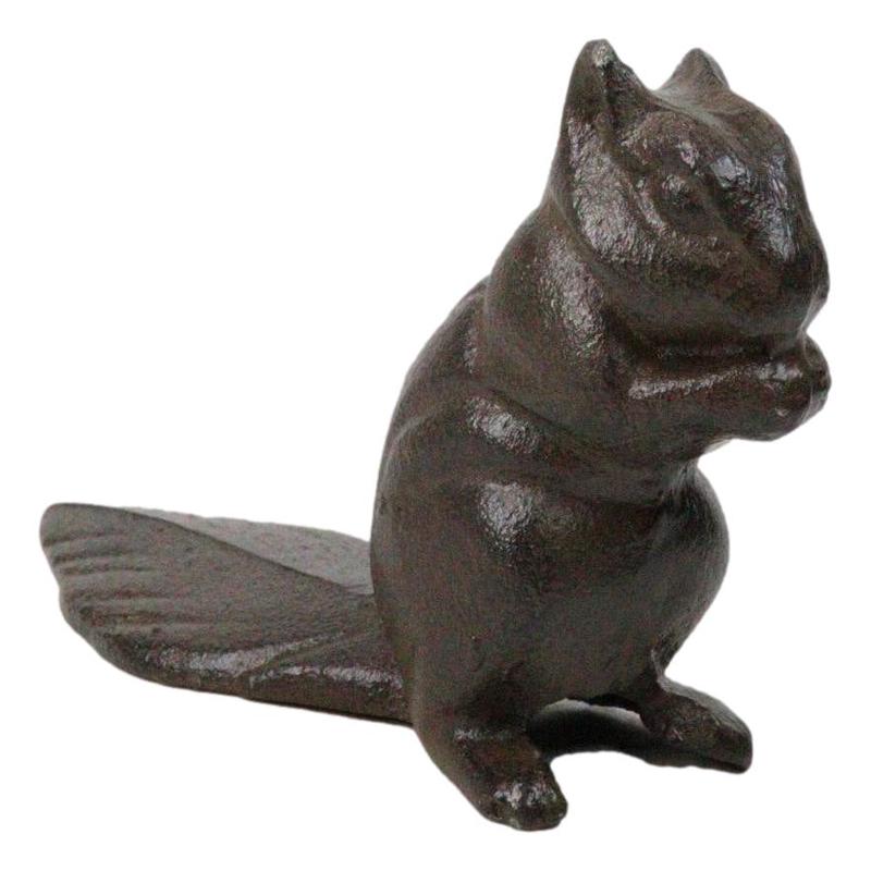 Rustic Cast Iron Standing Chipmunk Squirrel with Long Tail Door Stopper Wedge