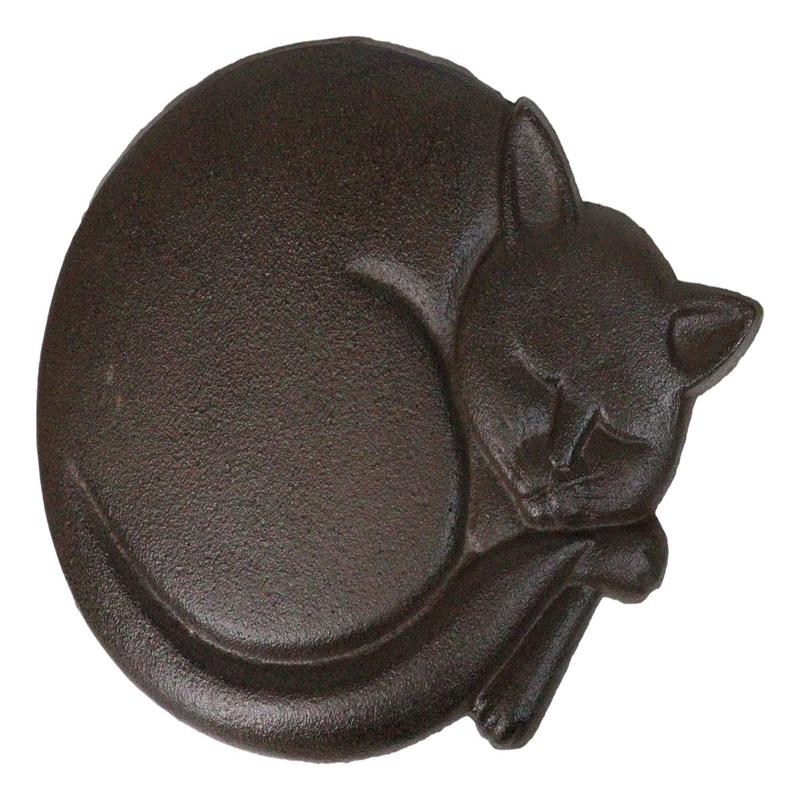 Set Of 3 Cast Iron Sleeping Kitty Cat Garden Stepping Stone Pave Foot Steps
