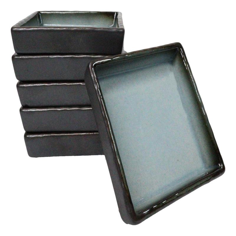 Set Of 6 Blue Sky Stars Seikai Art Ceramic Square Condiment Sauce Dishes 2oz