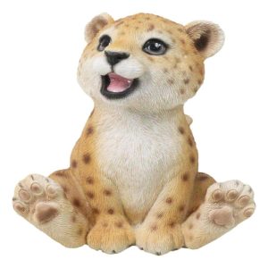 Whimsical Animal Kingdom Leopard Cub Seated With Big Smile Figurine