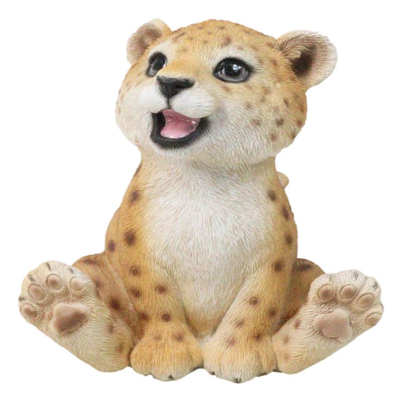 Whimsical Animal Kingdom Leopard Cub Seated With Big Smile Figurine