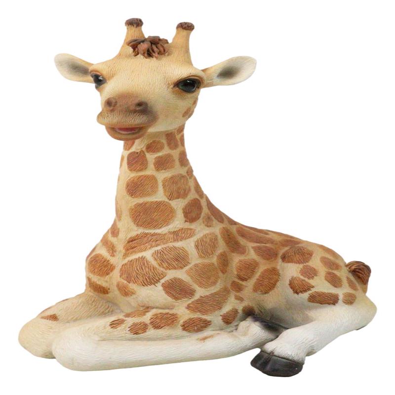 Wildlife Safari Savannah Masai Giraffe Calf Sitting in Repose Figurine 5.75"H