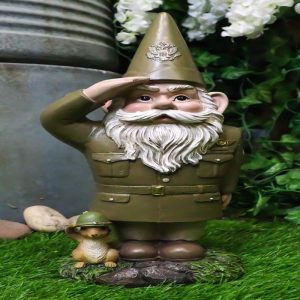Defend The Homeland USA Patriotic Armed Forces Army Gnome With Squirrel Statue