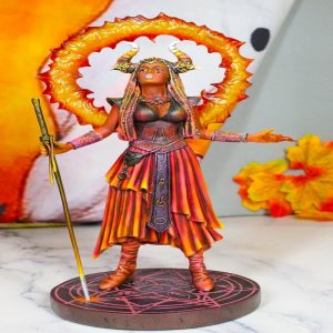 Fire Elemental Horned Sorceress Demoniac With Staff Pentagram Hellfire Figurine