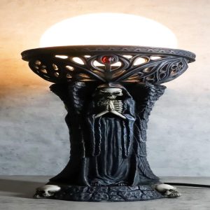 Ghastly Illumination Sinister Skeleton Grim Reapers Sculptural Table Orb Lamp