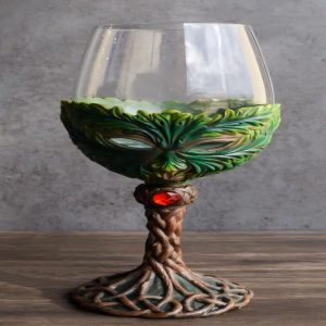 Large Mysterious Forest Tree Spirit Greenman Deity Wine Glass Goblet Chalice Cup