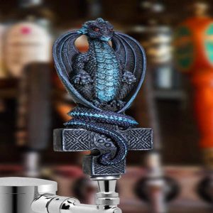 Medieval Fantasy Midnight Bahamut Blue Dragon Novelty Beer Tap Handle Figurine