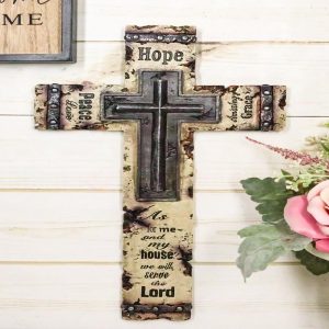 Rustic Western Christian Love Hope Peace Amazing Grace Bible Verse Wall Cross