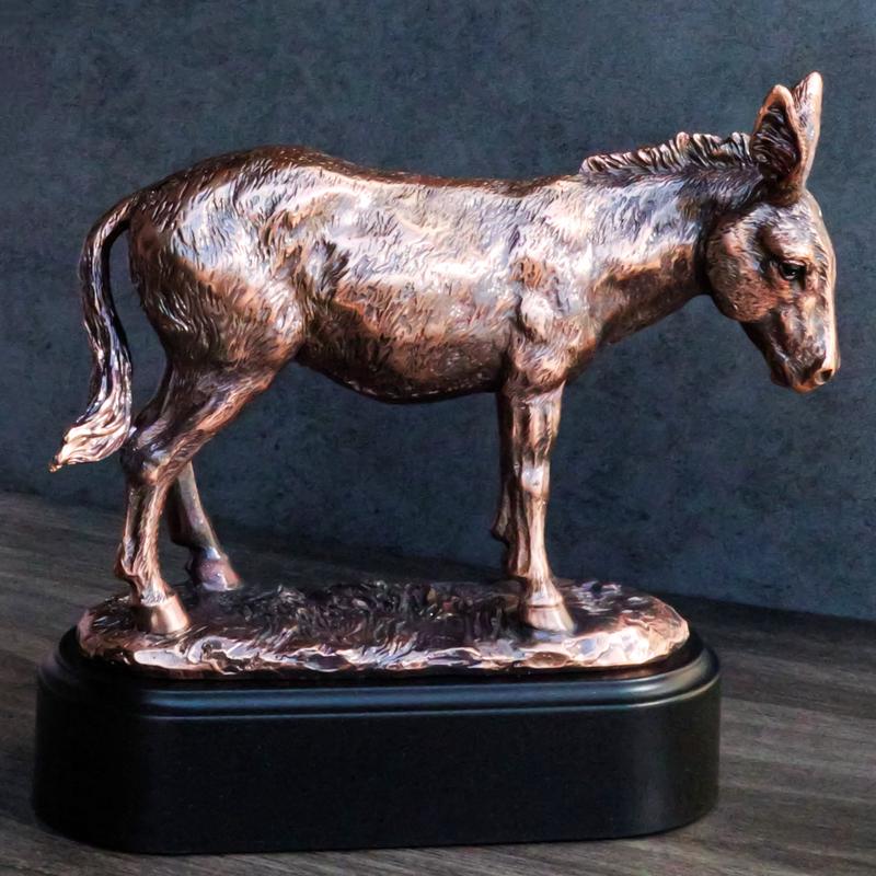 Rustic Western Farmhouse Ass Donkey Mule Electroplated Bronze Resin Figurine