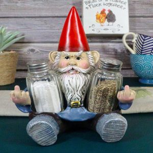 Salty Rude Mr Gnome Flipping The Bird Bugger Off Salt And Pepper Shakers Holder