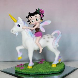 Lady Of Enchantment Pink Sweet Betty Boop Fairy With Rainbow Unicorn Figurine