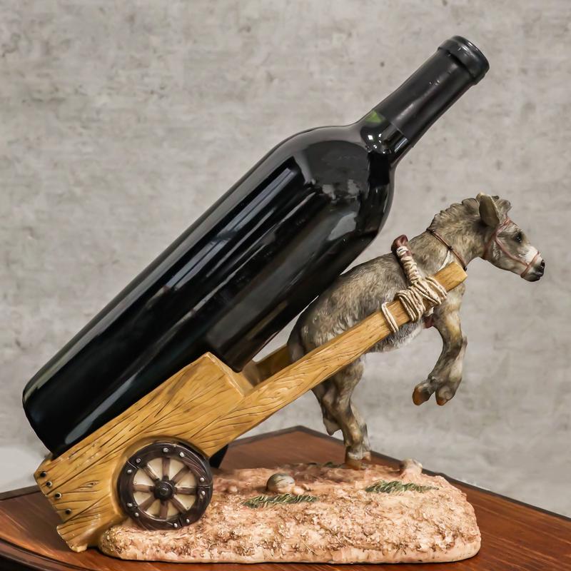 Moonshine Donkey Mule Lifted In The Air By A Wheel Cart Wine Bottle Holder