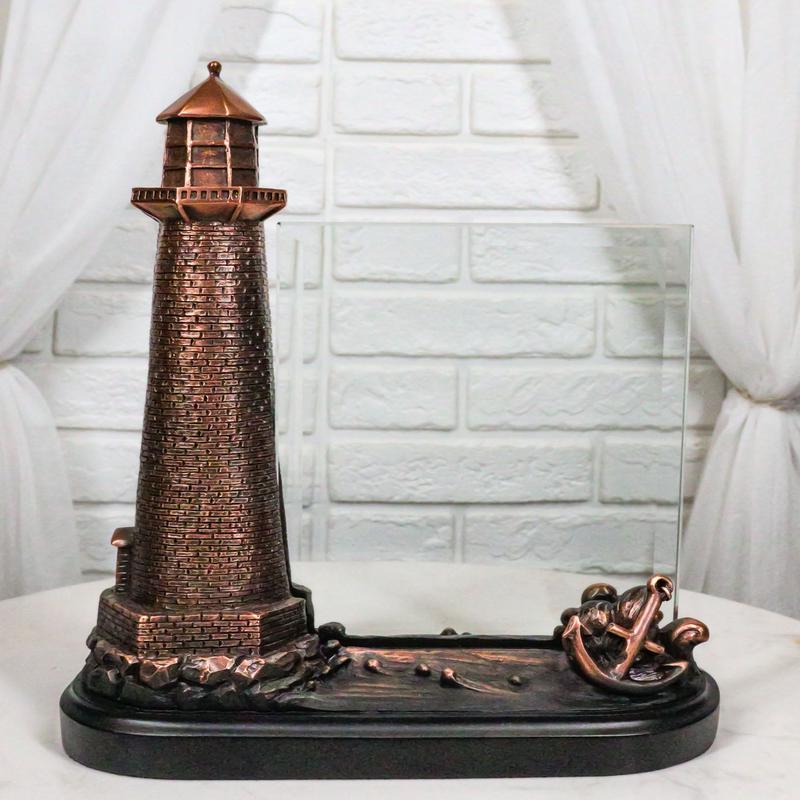 Nautical Marine Lighthouse And Ship Anchor 5"X7" Glass Photo Frame Figurine