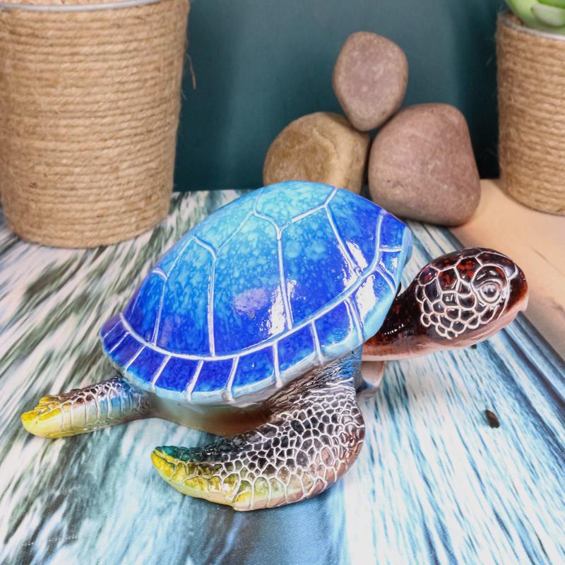 Nautical Ocean Blue Giant Sea Turtle Swimming Bobblehead Figurine Tortoise