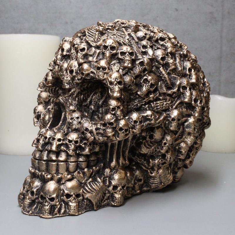 Ossuary Morphing Ghost Whisper Boneyard Skeletons Faux Brass Skull Figurine