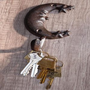 Pack Of 3 Rustic Cast Iron Celestial Half Crescent Moon And Stars Wall Hooks