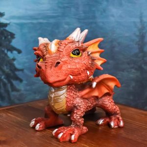 Red Whimsical Wyrmling Dragon With Flutter Wings Decorative Bobblehead Figurine