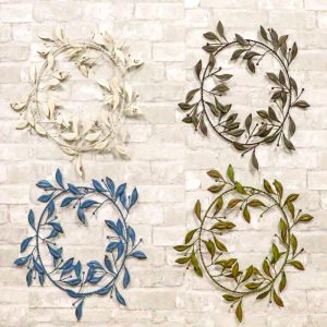 Set of 4 Large 17" Colorful Metal Tree of Life Floral Wreath Medallion Circle