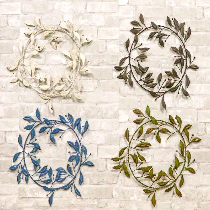 Set of 4 Large 17" Colorful Metal Tree of Life Floral Wreath Medallion Circle