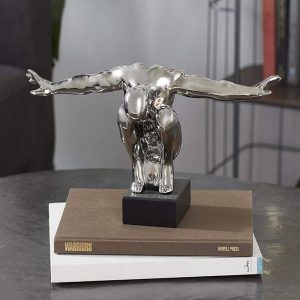 Silver Ceramic Modern Chic Pop Art The Diver Anatomical Man Silhouette Sculpture