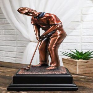 Sports Professional Golfer Preparing for A Swing of The Golf Club Statue 11"H