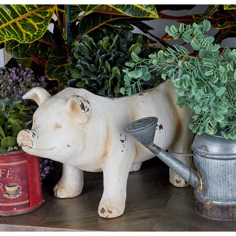 Western Rustic Country Farm Porcine Pig Animal Decorative Vase Or Planter Pot