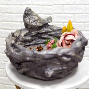 Whimsical Fairy Garden Lovebird Bird By Twigs And Branches Nest Planter Bowl