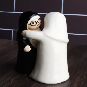 Black And White Dressed Dancing Nuns Cute Ceramic Salt & Pepper Shakers Set