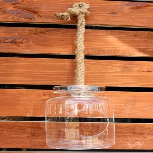 Farmhouse Rustic Country Hanging 11" H Glass Bottle Terrarium With Jute Strings