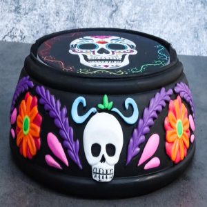 Gothic Tribal Tattoo Sugar Skulls Floral Day Of The Dead Coasters And Holder Set