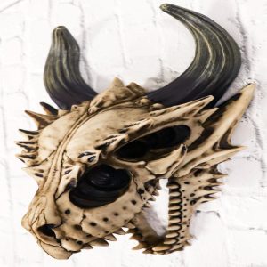 Jurassic Beowulf Gnarling Dragon Head Skull Realistic Fossil Wall Decor Figurine