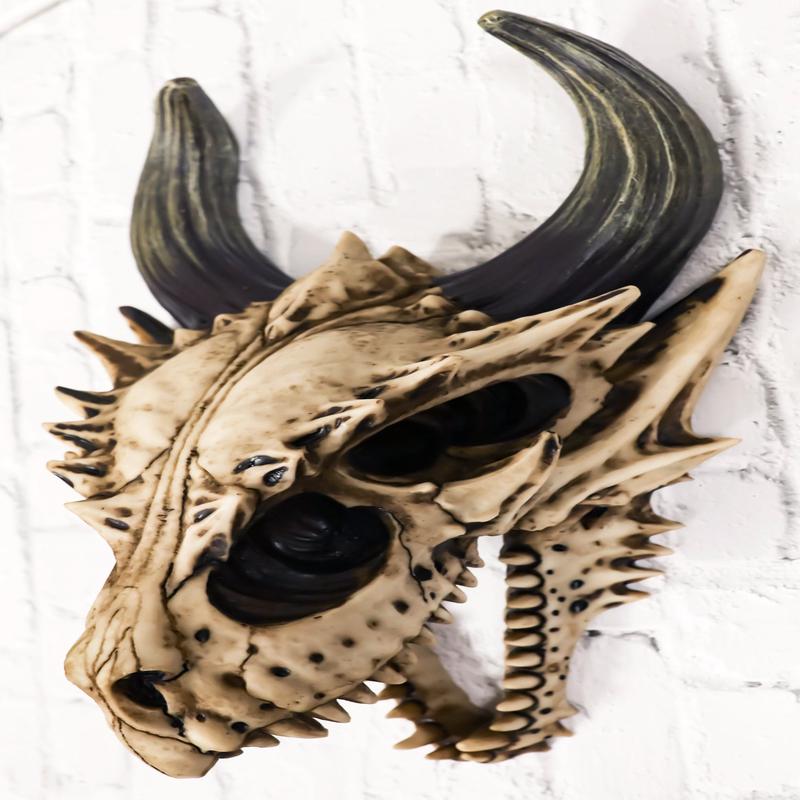 Jurassic Beowulf Gnarling Dragon Head Skull Realistic Fossil Wall Decor Figurine