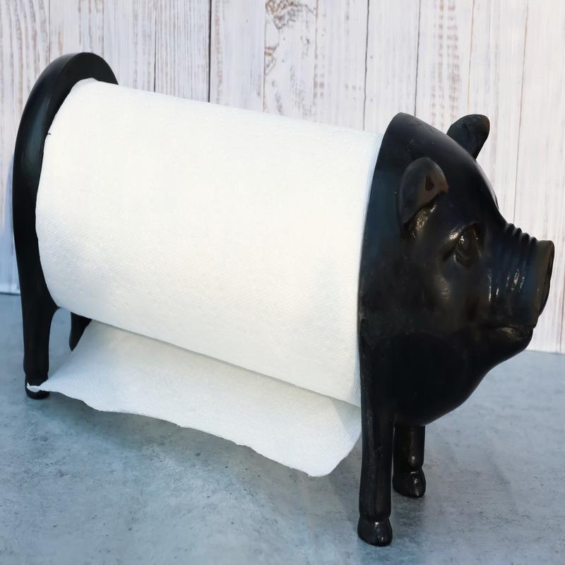 Metal Rustic Farm Pig Swine Kitchen Paper Towel Or Art Craft Ribbon Holder
