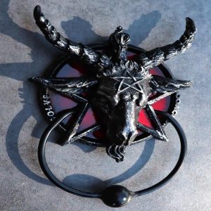 Sabbatic Goat Of Mendes Baphomet With Blood Pentagram Head Door Knocker