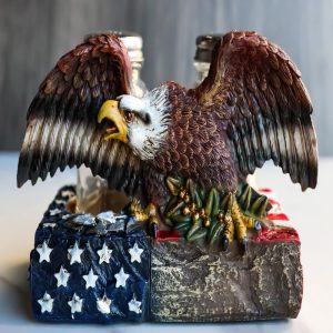 American Bald Eagle With Olive Branch On US Flag Salt & Pepper Shakers Holder