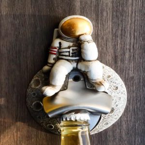 American USA Astronaut in Space Suit Landing On Moon Wall Bottle Opener