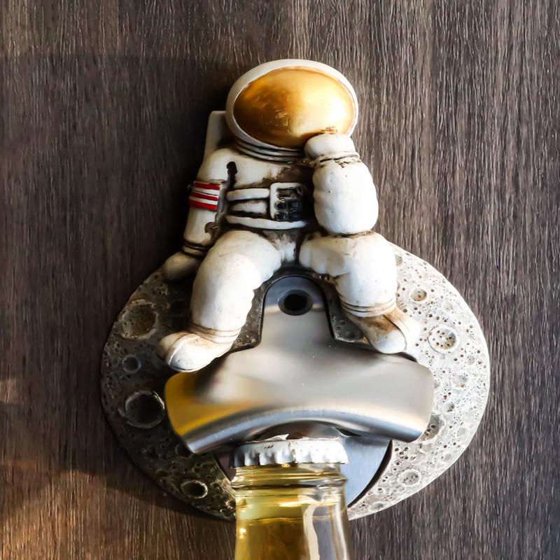 American USA Astronaut in Space Suit Landing On Moon Wall Bottle Opener