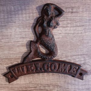 Cast Iron Nautical Ocean Mermaid Welcome Sign Abstract Wall Door Plaque Decor