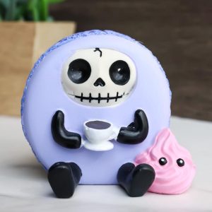 Furrybones Ronny The Lavender Purple Macaron With Coffee Cup Furry Bone Figurine