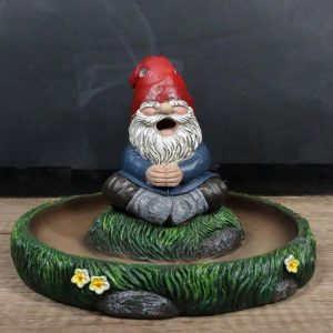 Gnaughty Pot High Smoking Gnome Zen Meditation Cone And Stick Incense Burner
