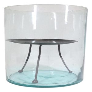 Modern Accent Thick Glass Hurricane Candle Holder With Tripod Metal Stand