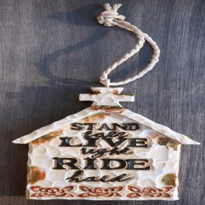 Motorcycle Slogan Stand Tall Live Light Ride Hard Church Cross Tree Ornament