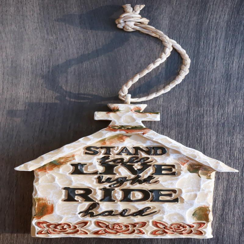 Motorcycle Slogan Stand Tall Live Light Ride Hard Church Cross Tree Ornament