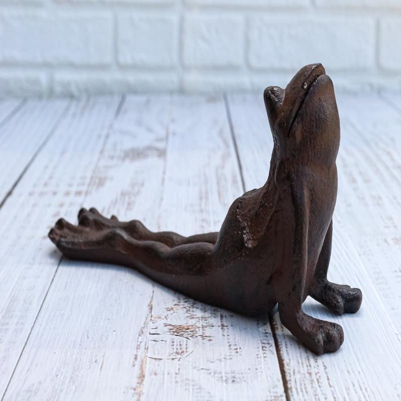 Rustic Vintage Cast Iron Stretching Yoga Toad Frog Decorative Door Wedge Stopper