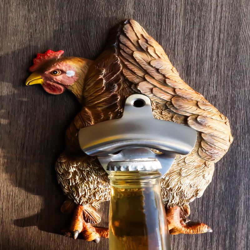 Rustic Western Country Farm Chicken Hen Butt Backside Wall Bottle Cap Opener