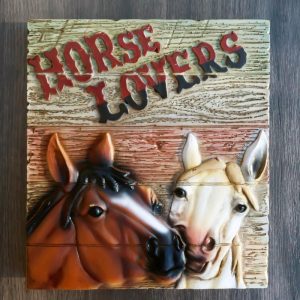 Rustic Western Horse Couple Lovers Faux Wood Wall Decor Frameless Picture Plaque