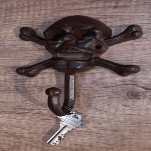 Set of 2 Macabre Halloween Pirate Ghastly Skull Skeleton Crossed Bones Wall Hook