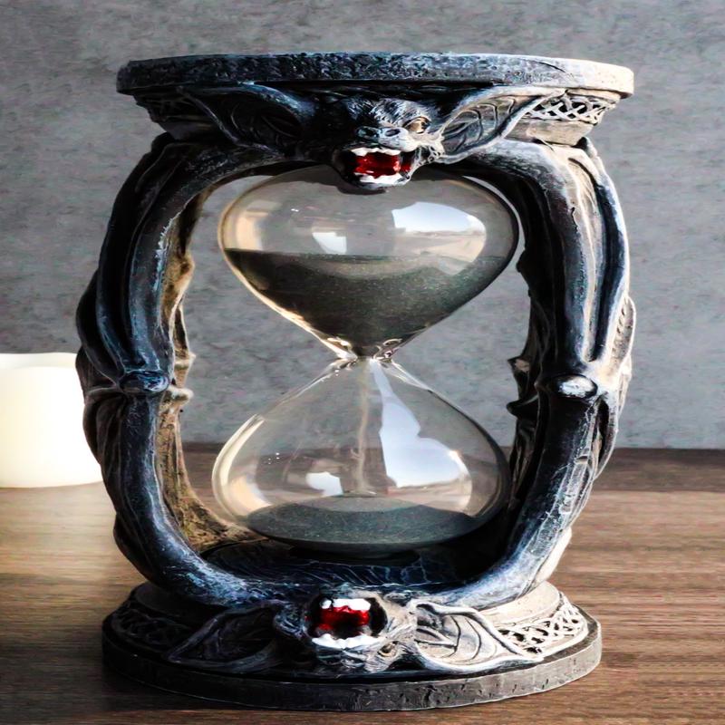 Celtic Knotwork Tomb Vampire Bats Gothic Invertible Pillar Sand Timer Figurine