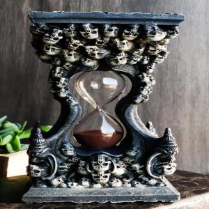 Gothic Graveyard Morphing Cranium Skulls Invertible Pillar Sand Timer Figurine