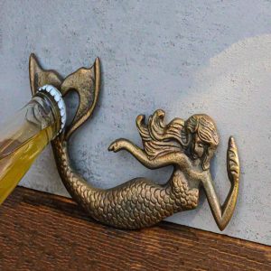 Pack Of 2 Rustic Cast Iron Metal Sea Coastal Siren Mermaid Hand Bottle Opener